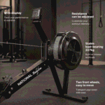 National Bodyline Air Rower Machine for Home Gym | Air Resistance Rowing Machine with Foldable Design, Chain Drive & LCD Monitor | 200kg Weight Capacity