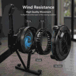 National Bodyline Air Rower Machine for Home Gym | Air Resistance Rowing Machine with Foldable Design, Chain Drive & LCD Monitor | 200kg Weight Capacity