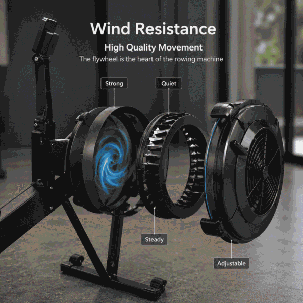 National Bodyline Air Rower Machine for Home Gym | Air Resistance Rowing Machine with Foldable Design, Chain Drive & LCD Monitor | 200kg Weight Capacity
